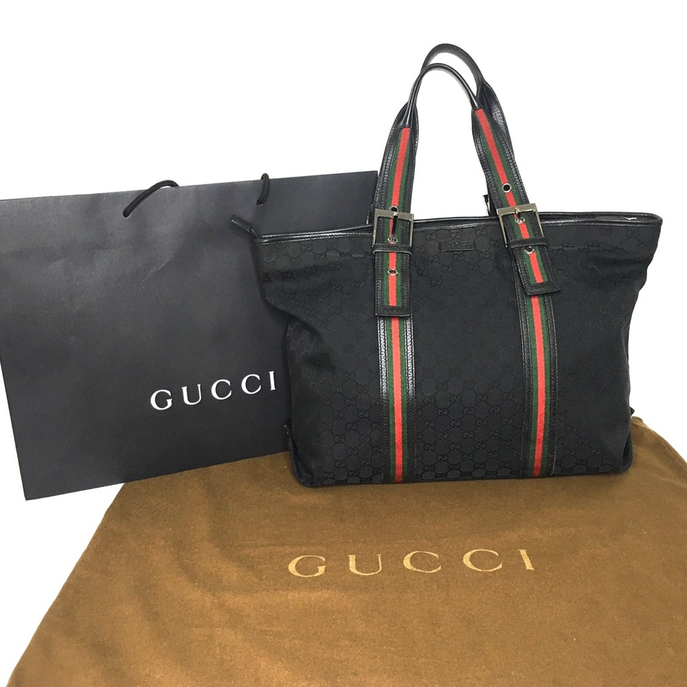 Authentic Gucci large tote black monogram canvas